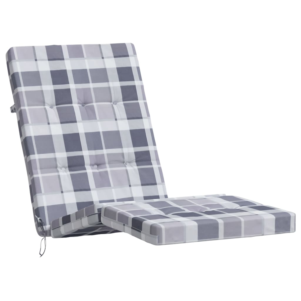 Almofadões p/ cadeira terraço 2 pcs tecido oxford xadrez cinza
