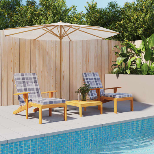 Almofadões p/ cadeira terraço 2 pcs tecido oxford xadrez cinza