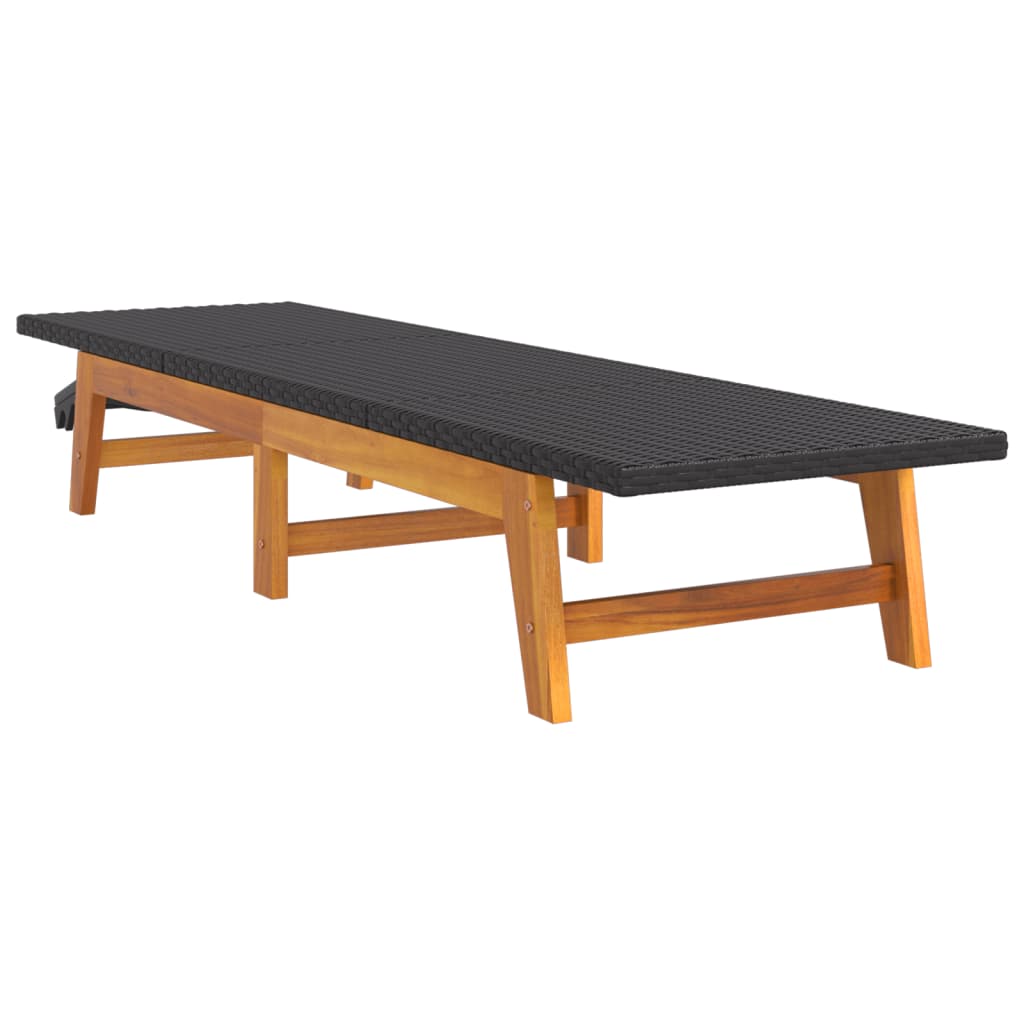 Espreguiçadeira com mesa vime PE e madeira de acácia maciça