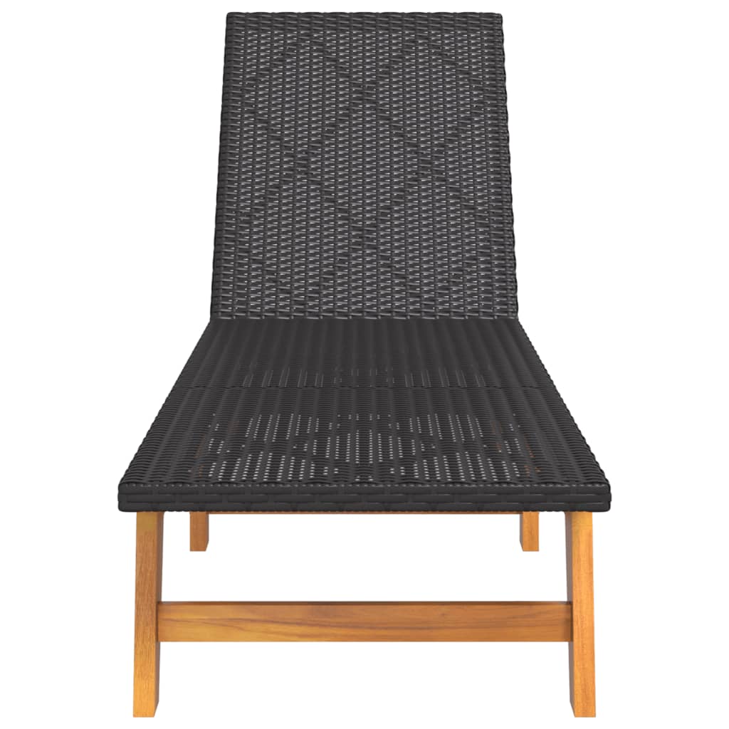 Espreguiçadeira com mesa vime PE e madeira de acácia maciça