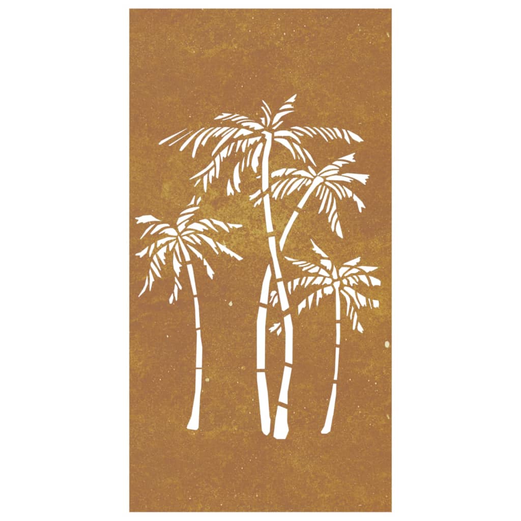 Decoração p/ muro de jardim 105x55cm aço corten design palmeira
