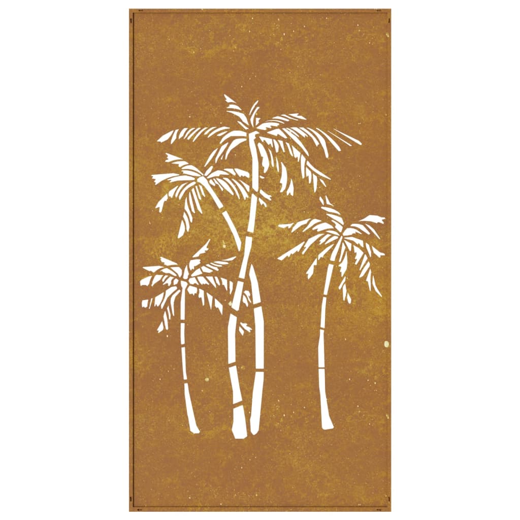 Decoração p/ muro de jardim 105x55cm aço corten design palmeira