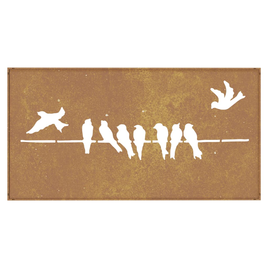Decoração p/ muro de jardim 105x55cm aço corten design pássaros