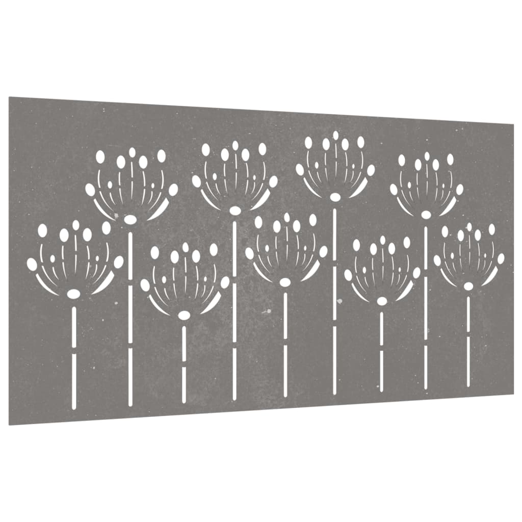 Decoração p/ muro de jardim 105x55 cm aço corten design flores