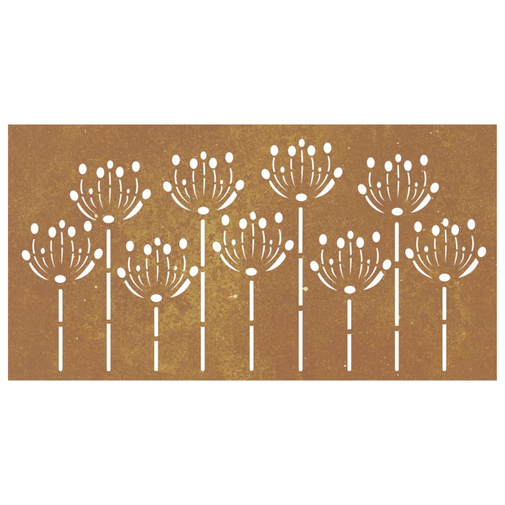 Decoração p/ muro de jardim 105x55 cm aço corten design flores