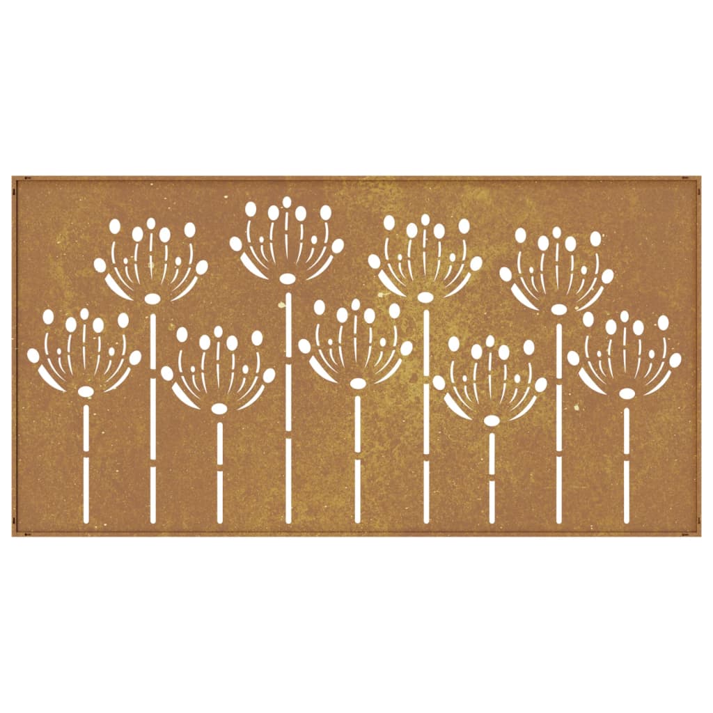 Decoração p/ muro de jardim 105x55 cm aço corten design flores