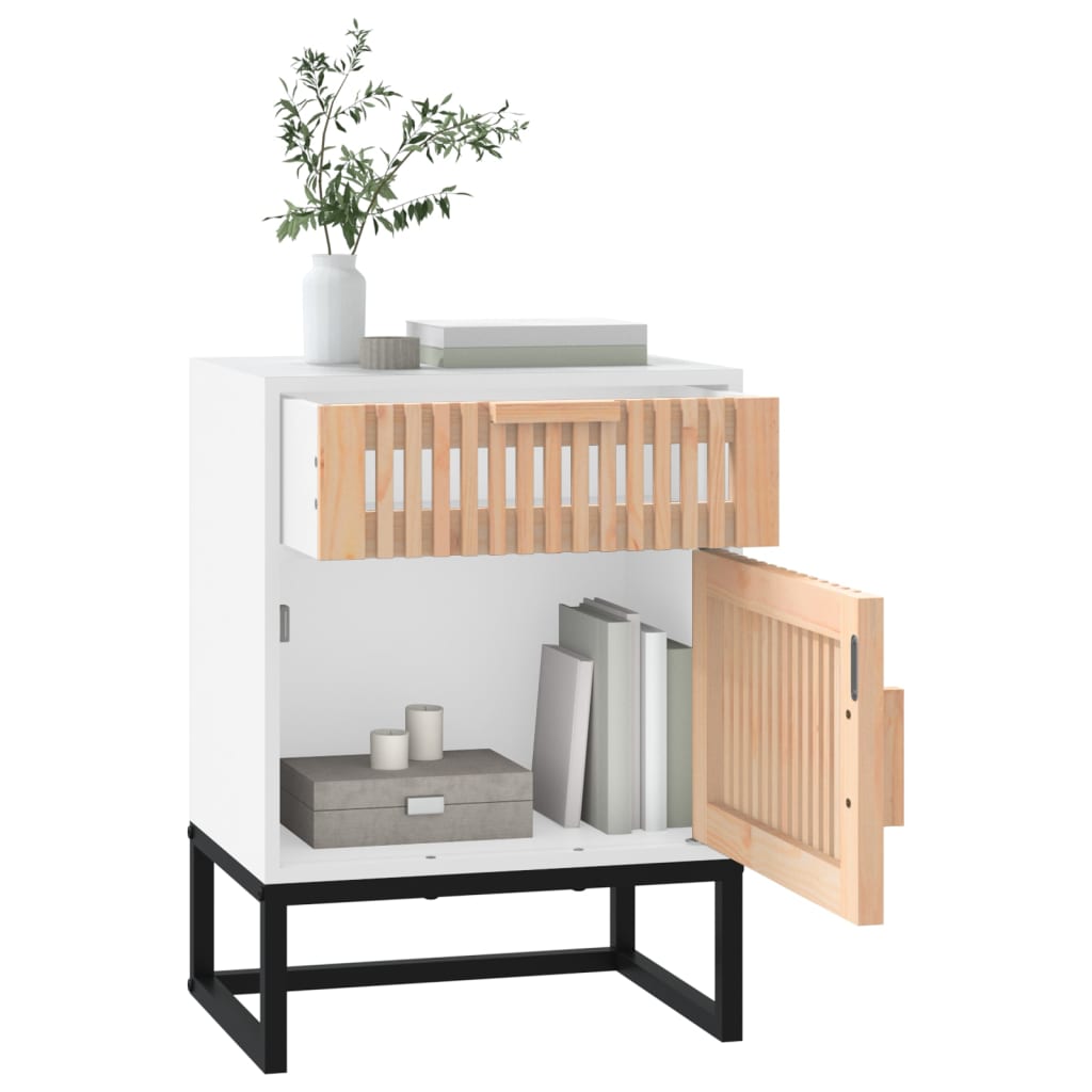 Mesas cabeceira 2 pcs 40x30x55,5 cm deriv. madeira/ferro branco