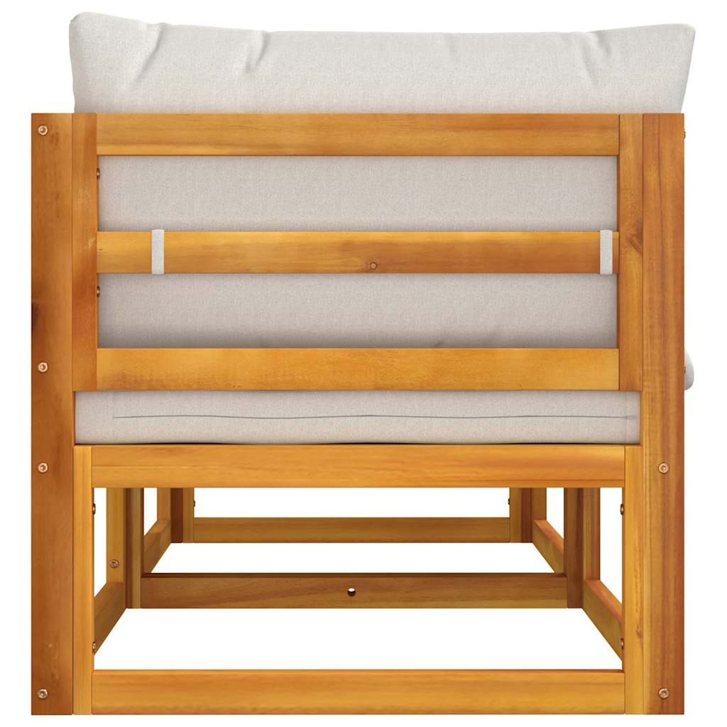 Sofás de canto 2 pcs acácia maciça c/ almofadões cinza-claro