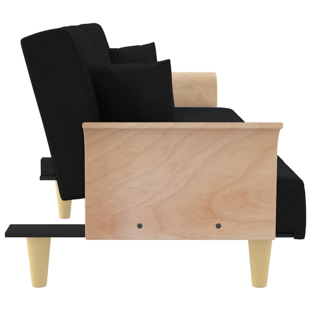 Sofá-cama com apoio de braços tecido preto