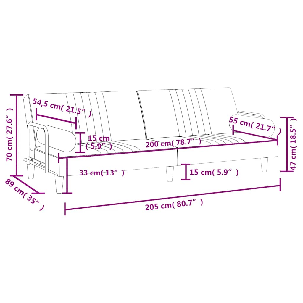Sofá-cama com apoio de braços veludo verde-escuro
