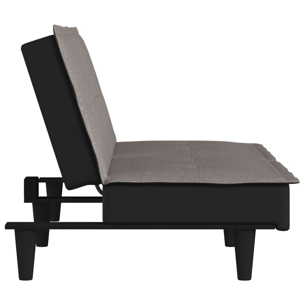 Sofá-cama tecido cinzento-acastanhado