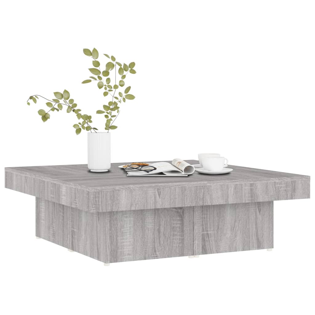 Mesa de centro 90x90x28 cm derivados madeira cinzento sonoma