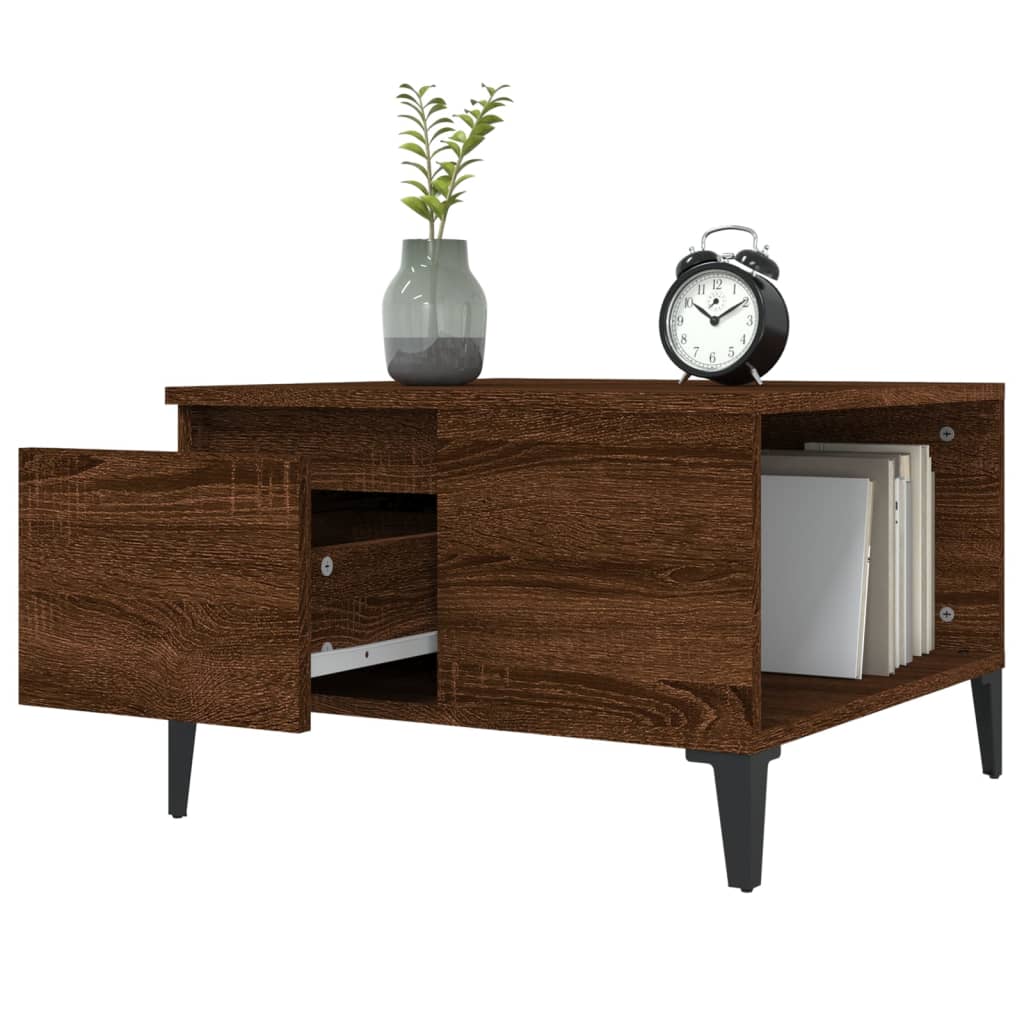 Mesa de centro 55x55x36,5cm derivados madeira carvalho castanho