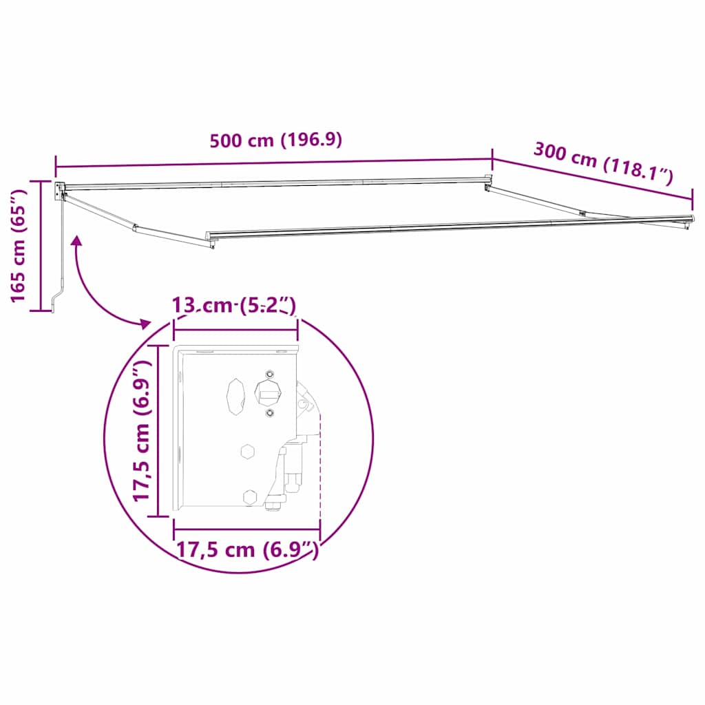 Toldo Manual Branco 5 x 3 m Metal