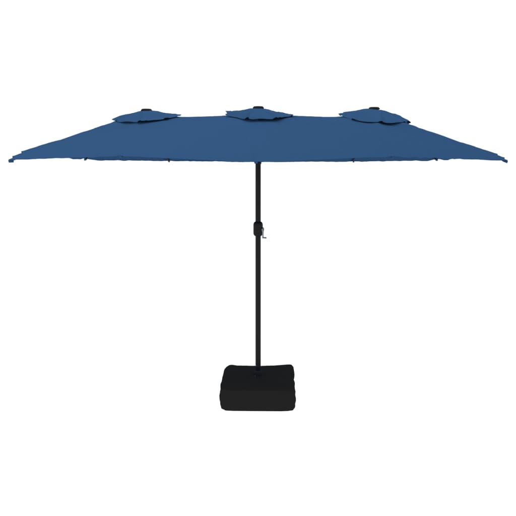 Guarda-sol de jardim com cabeça dupla 449x265 cm azul-ciano