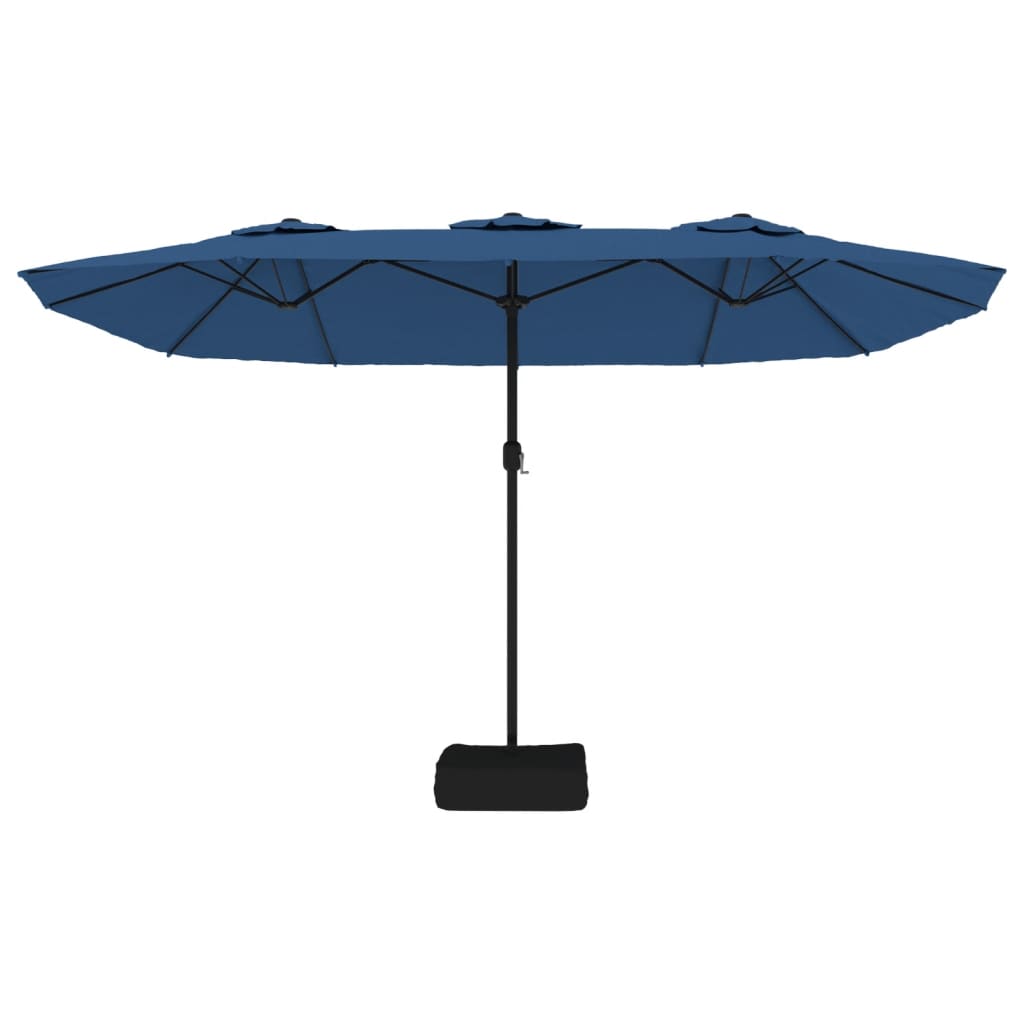 Guarda-sol de jardim com cabeça dupla 449x265 cm azul-ciano