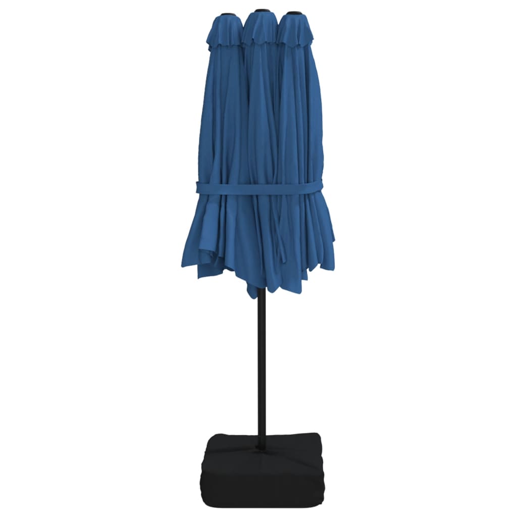 Guarda-sol de jardim com cabeça dupla 449x265 cm azul-ciano