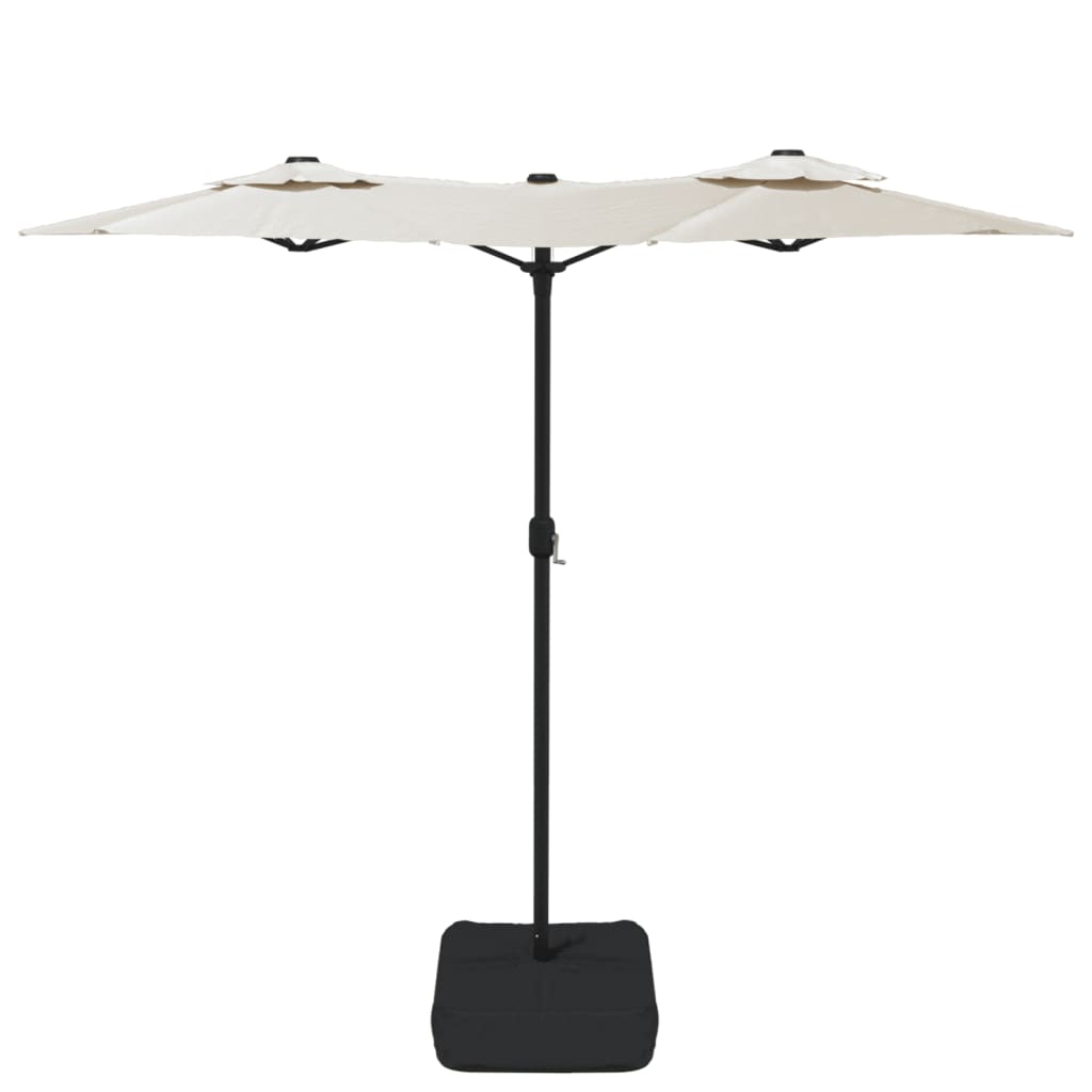 Guarda-sol de jardim com cabeça dupla 316x145 cm branco areia
