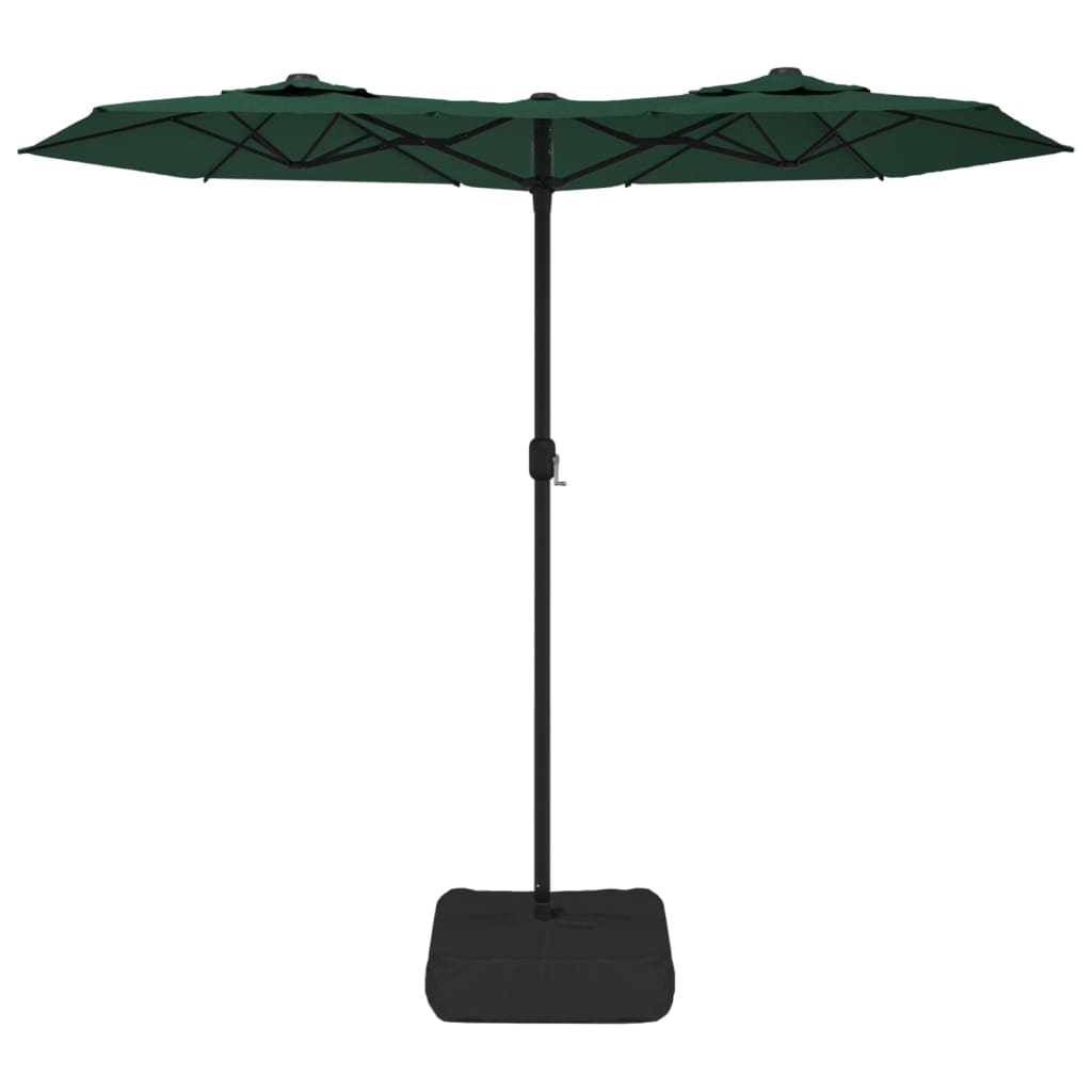 Guarda-sol de jardim com cabeça dupla 316x145 cm verde