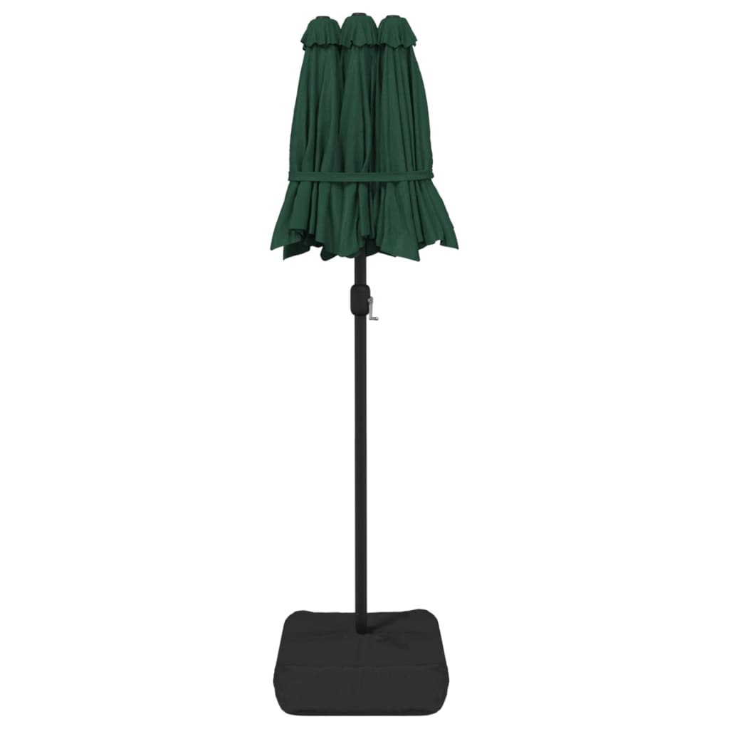 Guarda-sol de jardim com cabeça dupla 316x145 cm verde