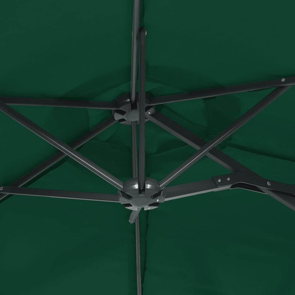 Guarda-sol de jardim com cabeça dupla 316x145 cm verde