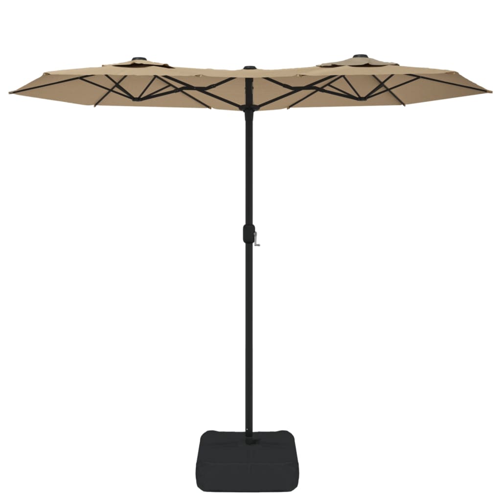 Guarda-sol jardim c/ cabeça dupla 316x145 cm cinza-acastanhado