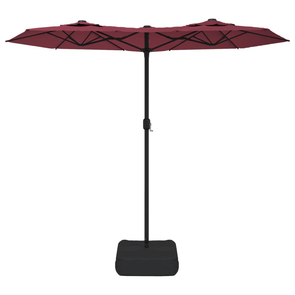 Guarda-sol de jardim com cabeça dupla 316x145 cm bordô