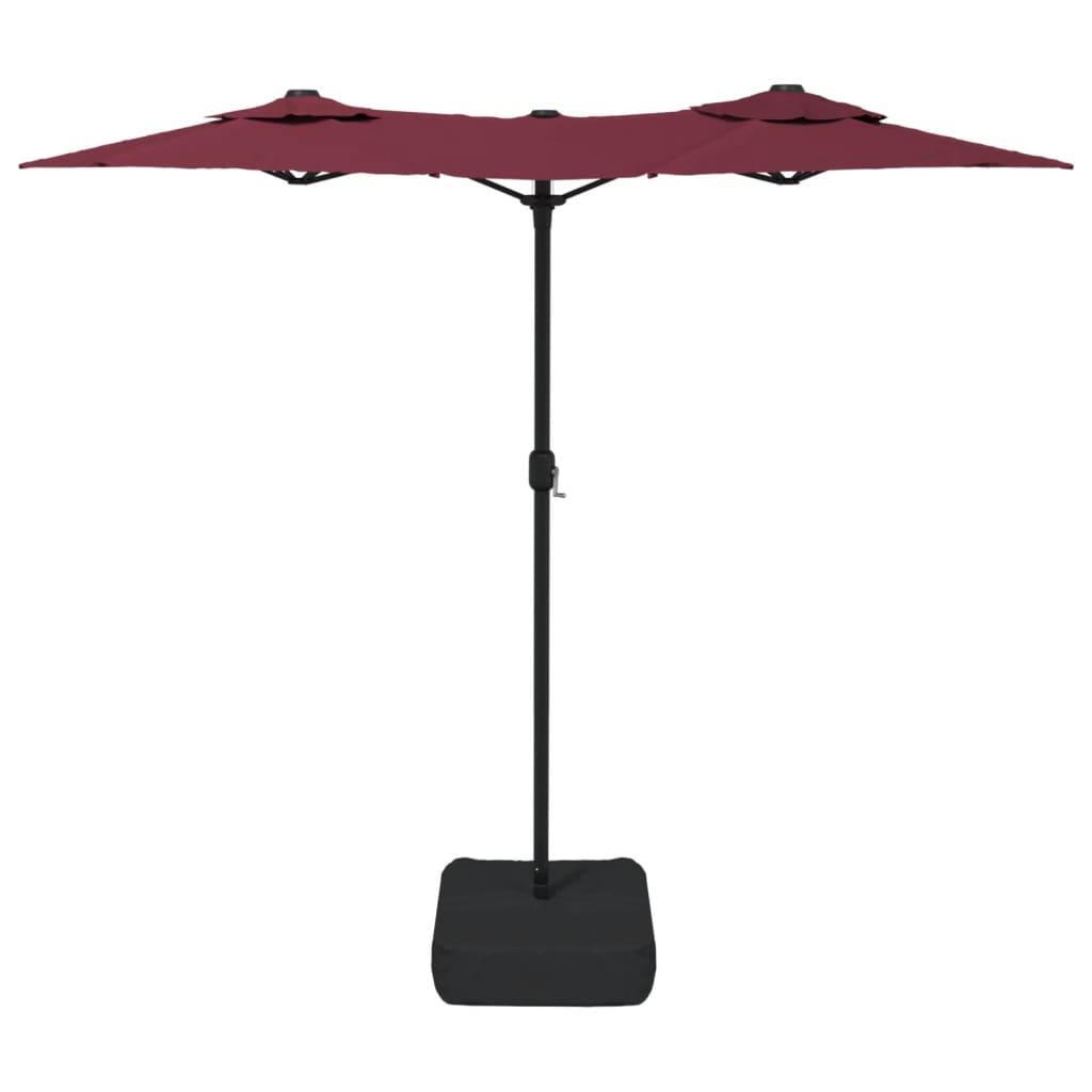 Guarda-sol de jardim com cabeça dupla 316x145 cm bordô