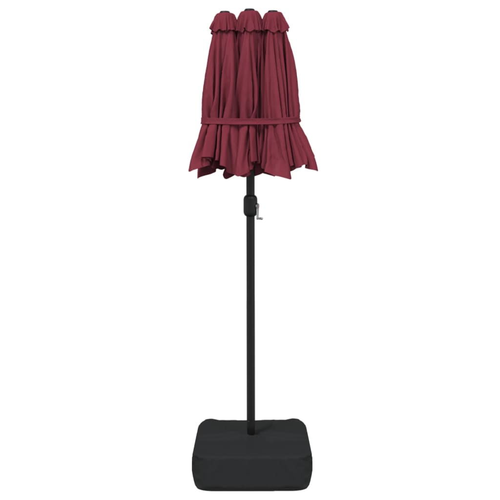 Guarda-sol de jardim com cabeça dupla 316x145 cm bordô