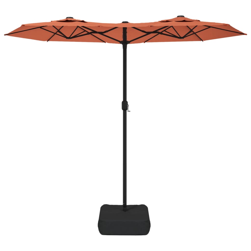 Guarda-sol de jardim com cabeça dupla 316x145 cm terracotta