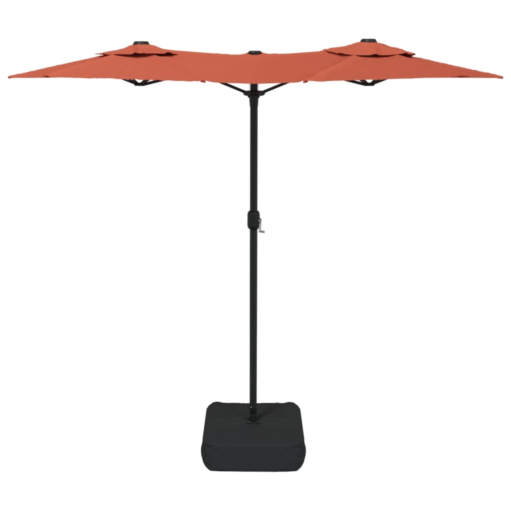 Guarda-sol de jardim com cabeça dupla 316x145 cm terracotta