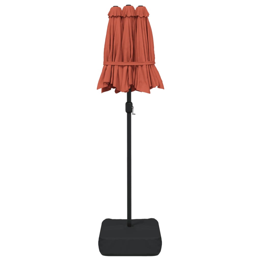 Guarda-sol de jardim com cabeça dupla 316x145 cm terracotta
