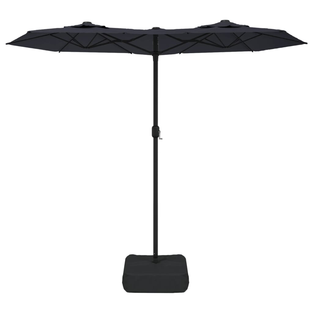 Guarda-sol de jardim com cabeça dupla 316x145 cm preto
