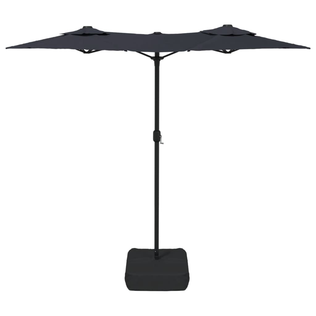 Guarda-sol de jardim com cabeça dupla 316x145 cm preto