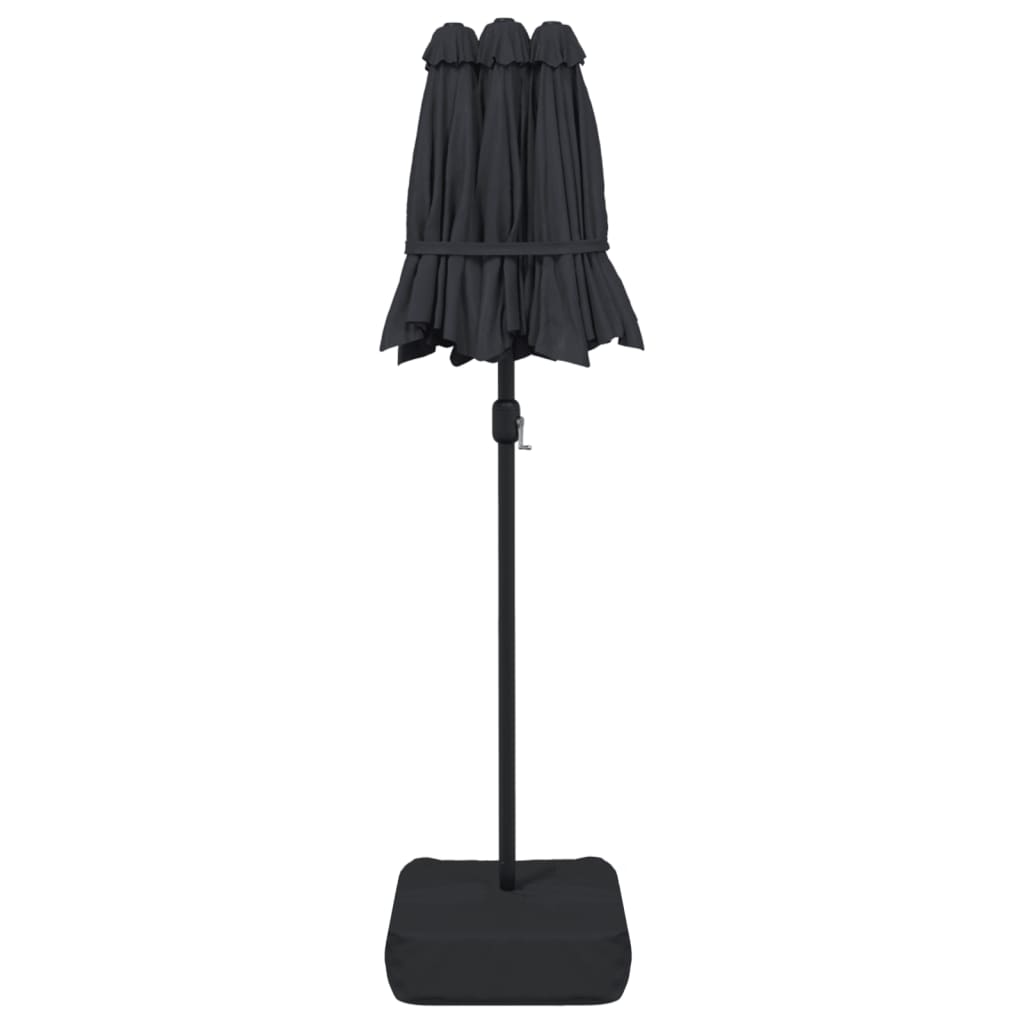 Guarda-sol de jardim com cabeça dupla 316x145 cm preto