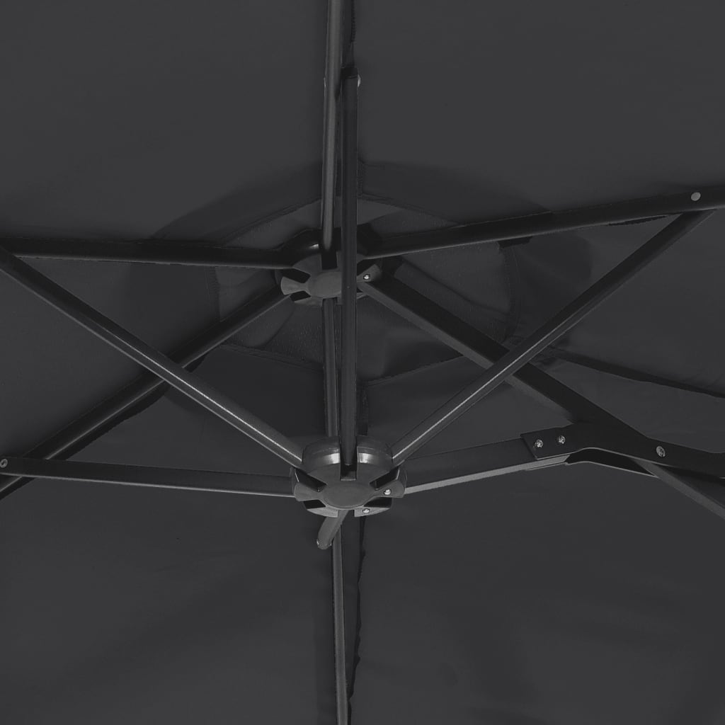 Guarda-sol de jardim com cabeça dupla 316x145 cm preto