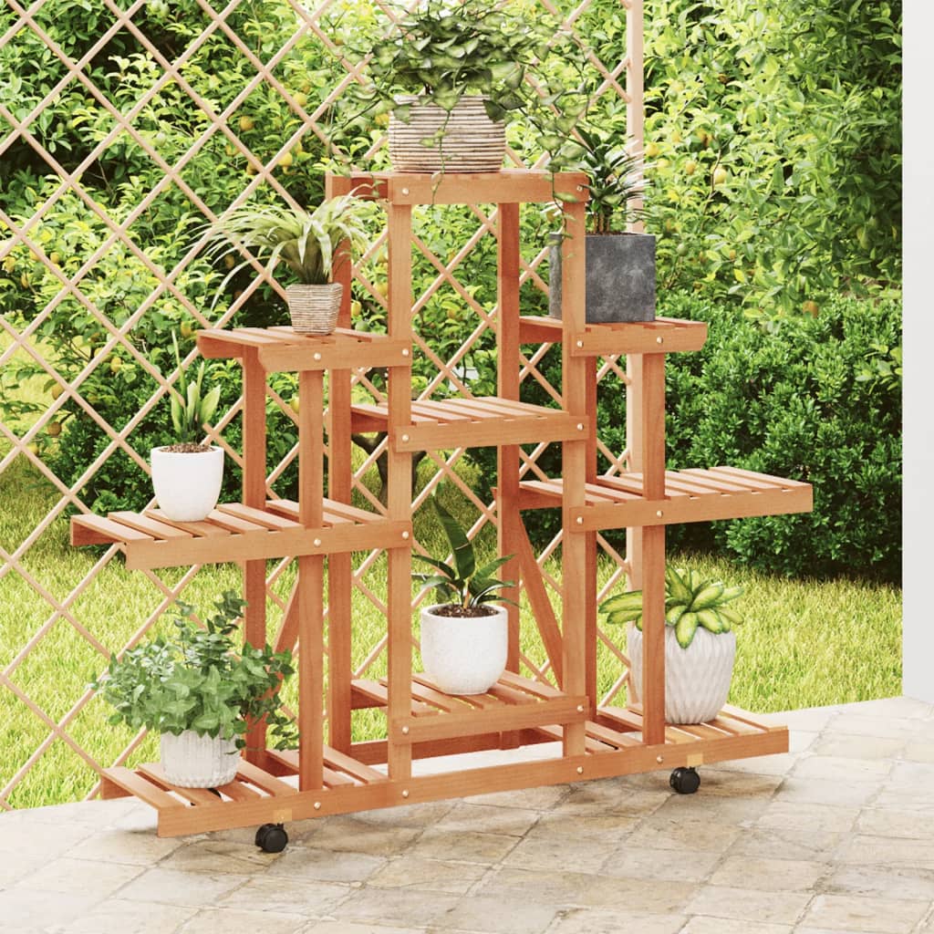 Suporte de plantas com rodas 110x25x101 cm abeto maciço