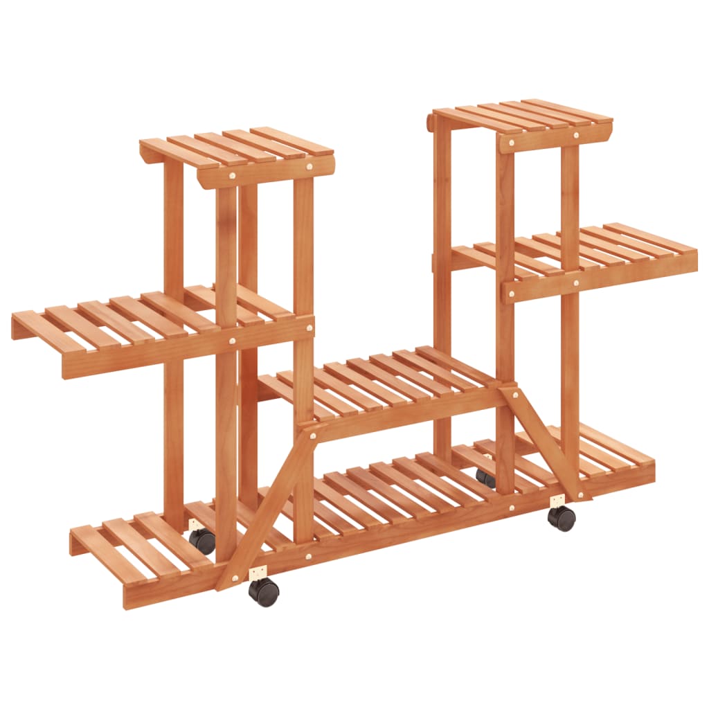 Suporte de plantas com rodas 110x25x78 cm abeto maciço