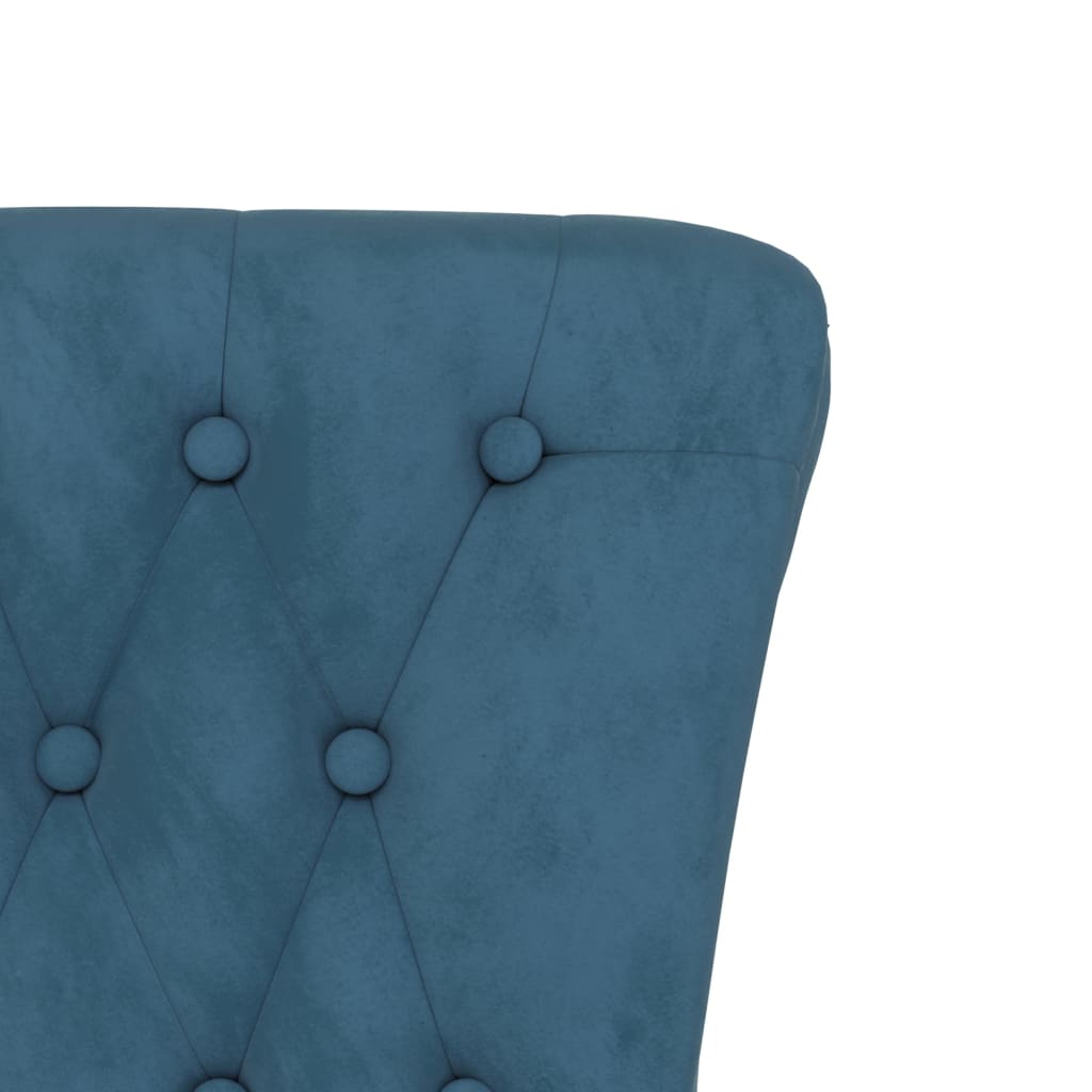 Cadeirão com encosto alto veludo azul design de botões