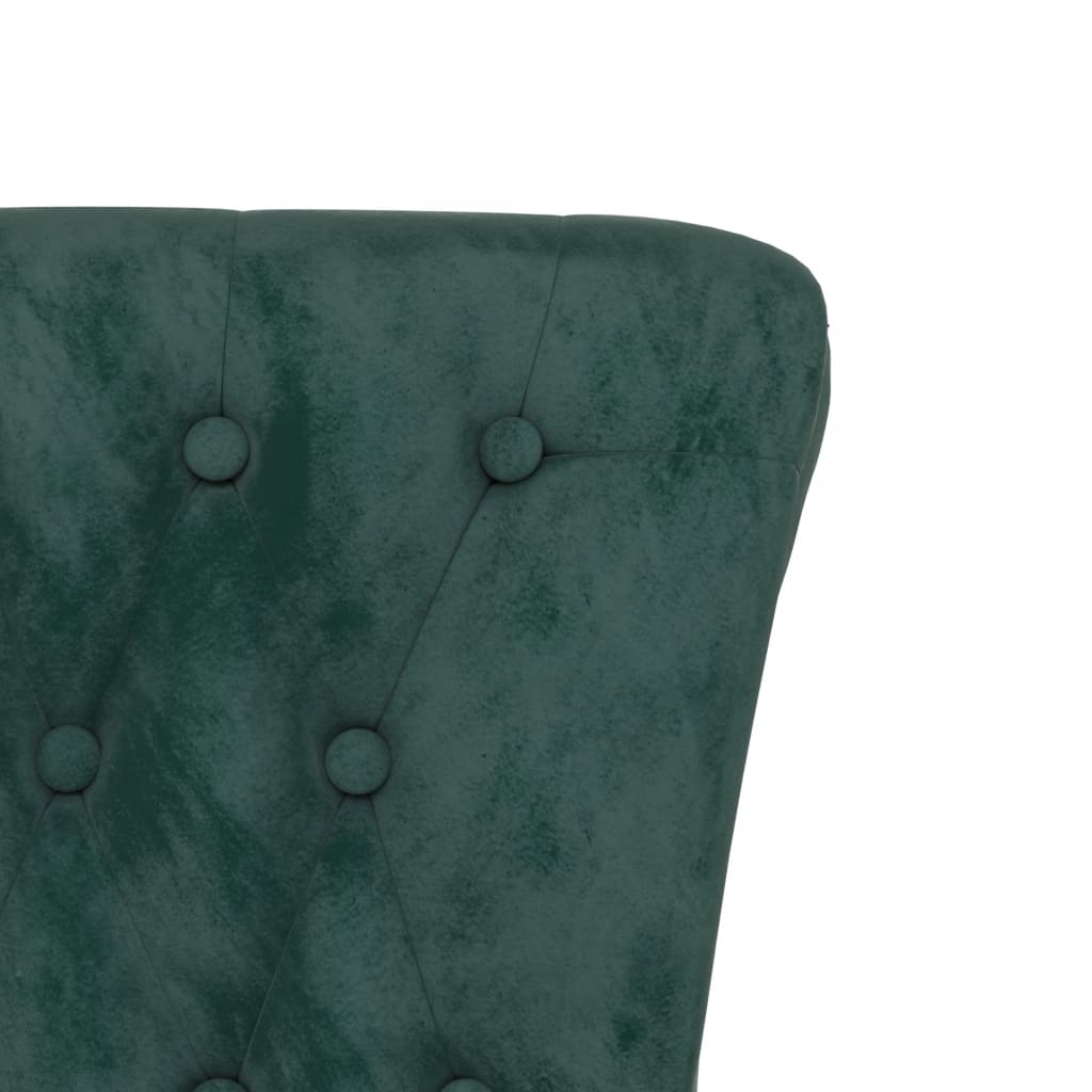 Cadeirão c/ encosto alto veludo verde-escuro design de botões