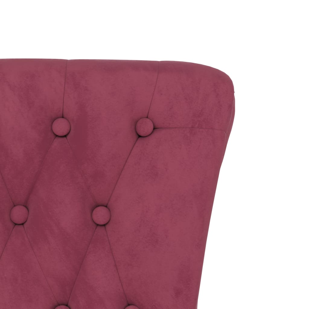Cadeirão c/ encosto alto veludo vermelho-tinto design de botões