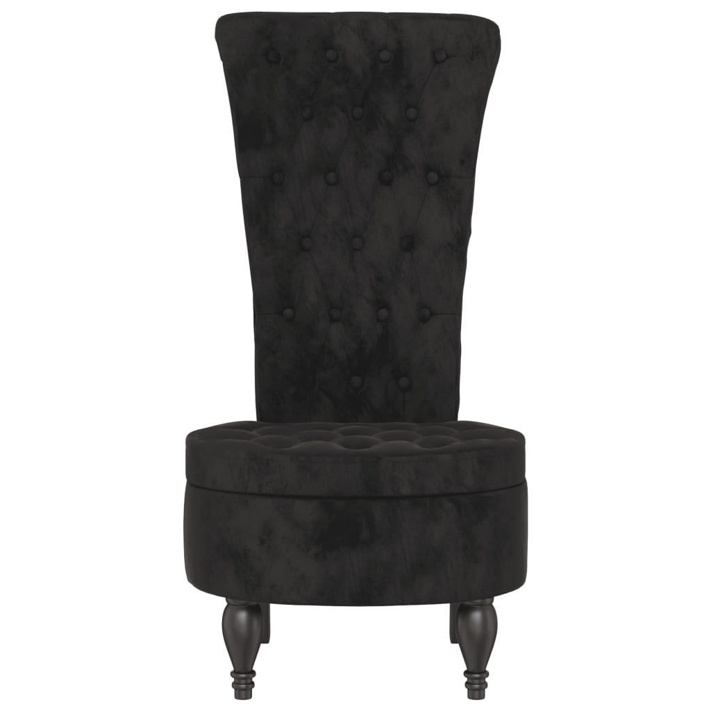 Cadeirão com encosto alto veludo preto design de botões