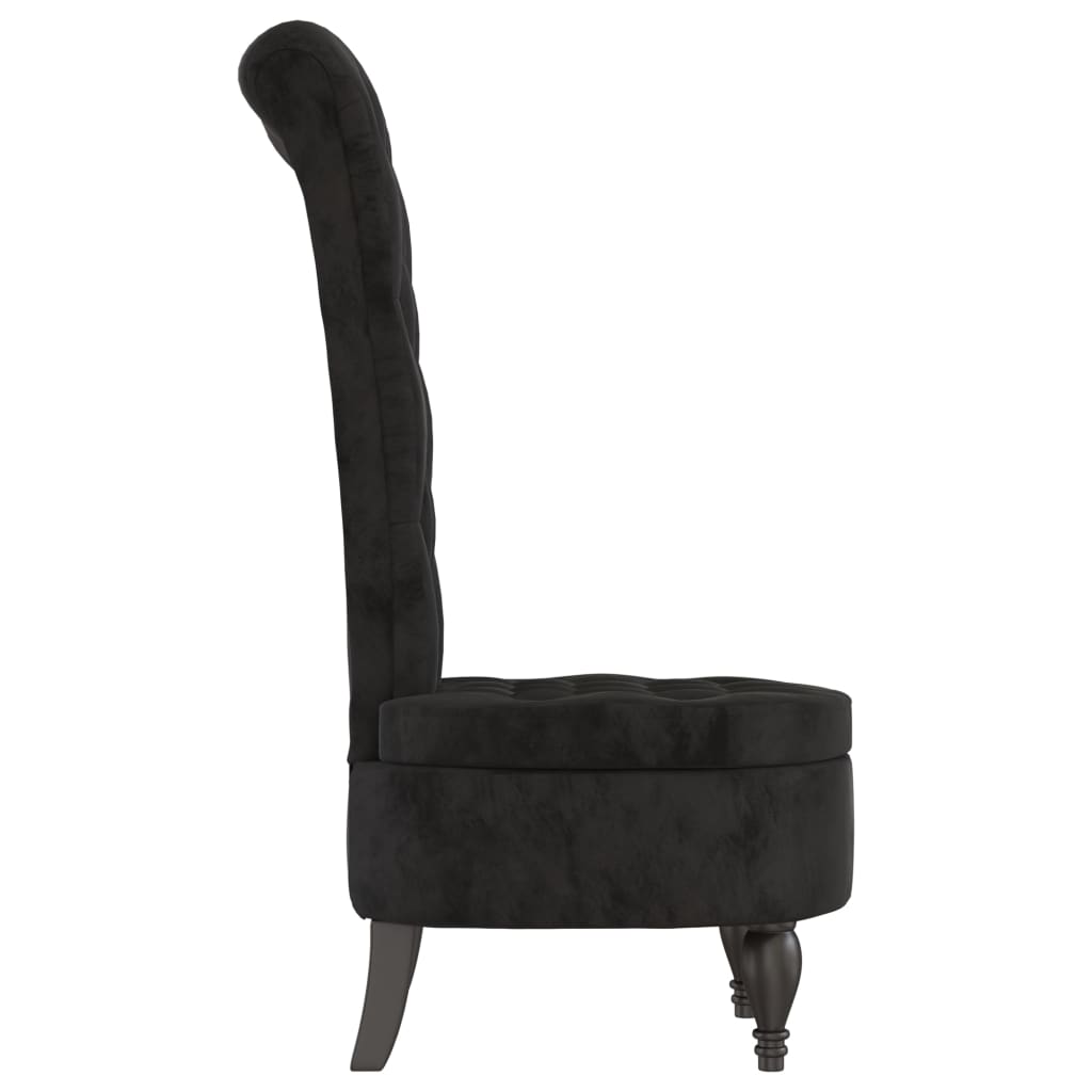 Cadeirão com encosto alto veludo preto design de botões