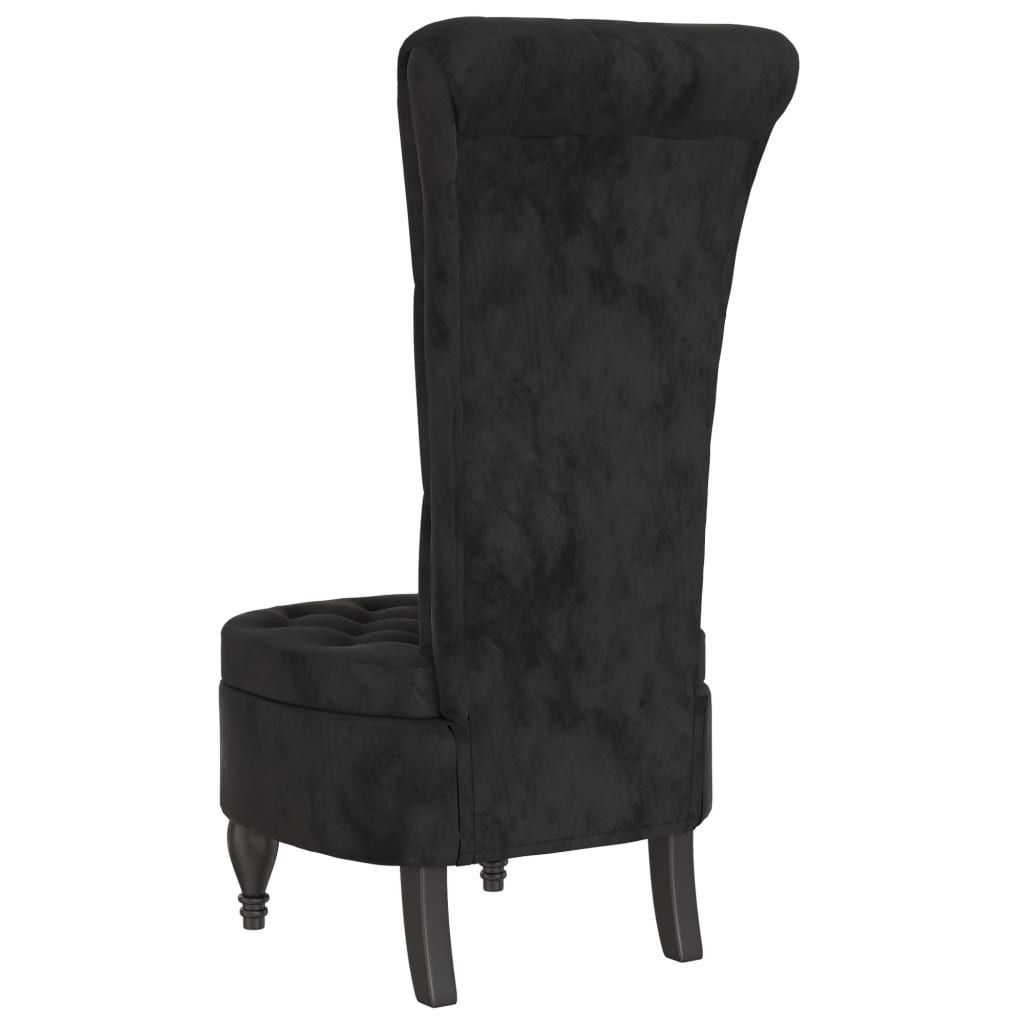 Cadeirão com encosto alto veludo preto design de botões