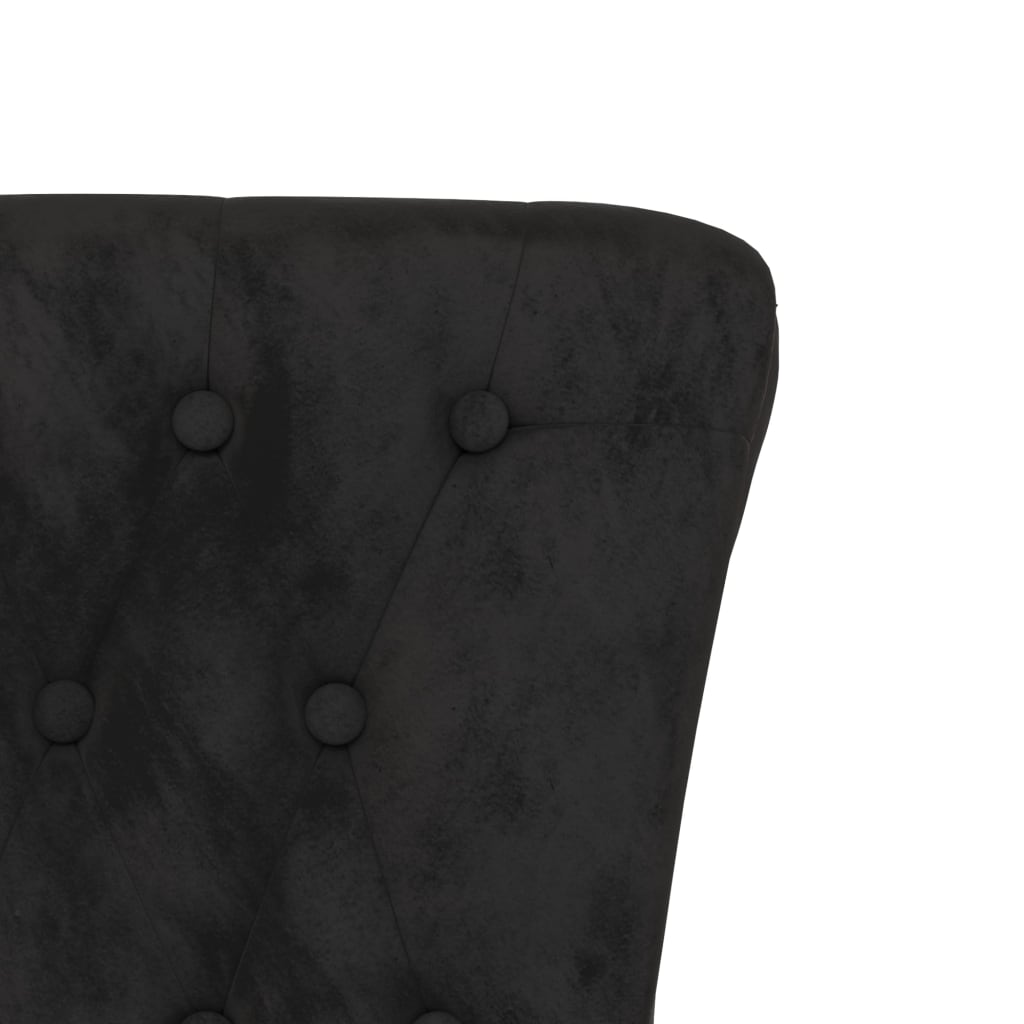 Cadeirão com encosto alto veludo preto design de botões