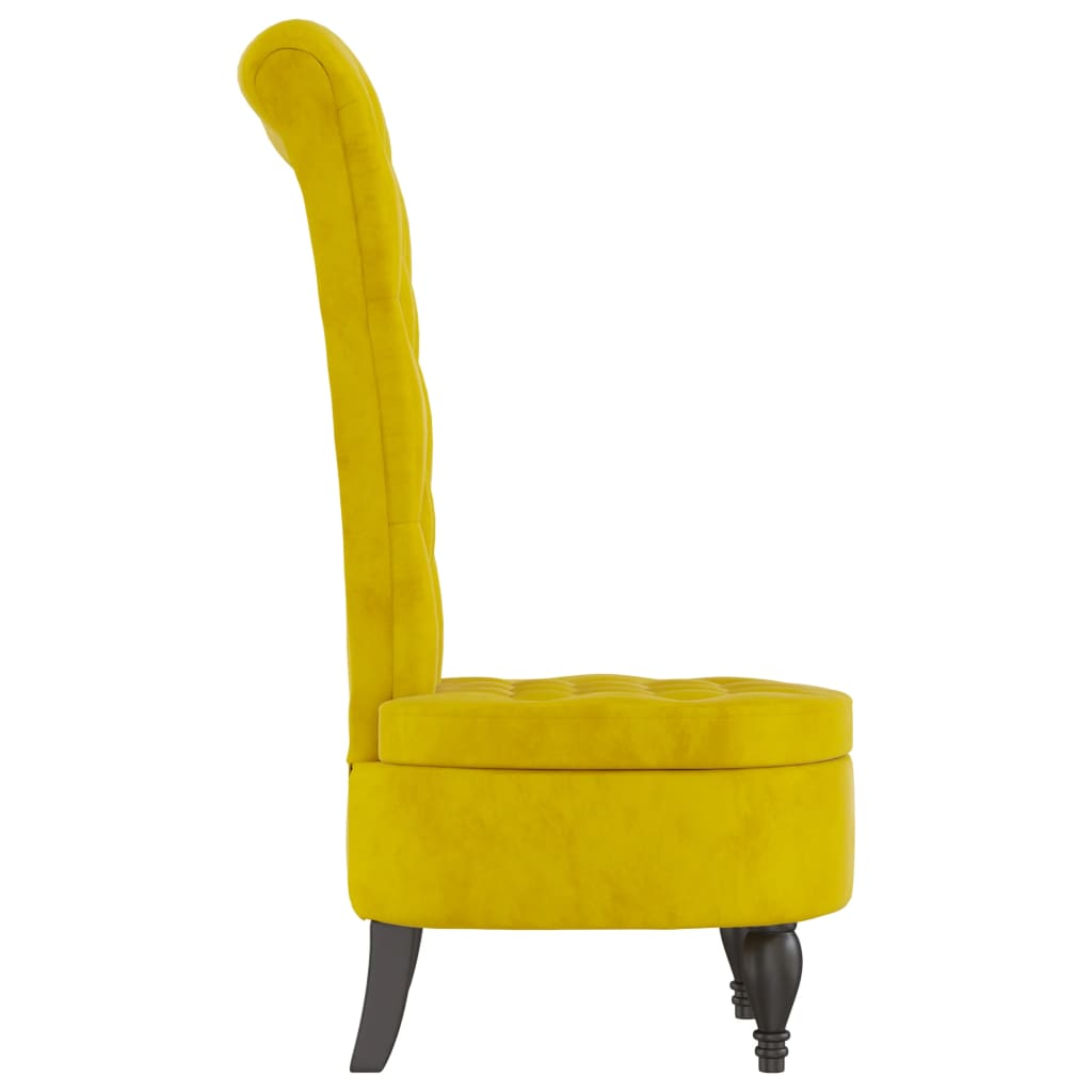 Cadeirão com encosto alto veludo amarelo design de botões