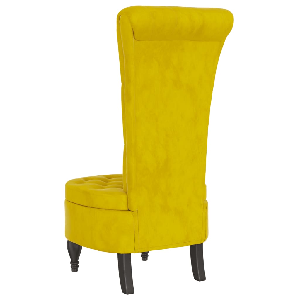 Cadeirão com encosto alto veludo amarelo design de botões