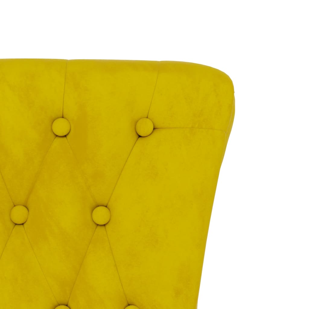 Cadeirão com encosto alto veludo amarelo design de botões