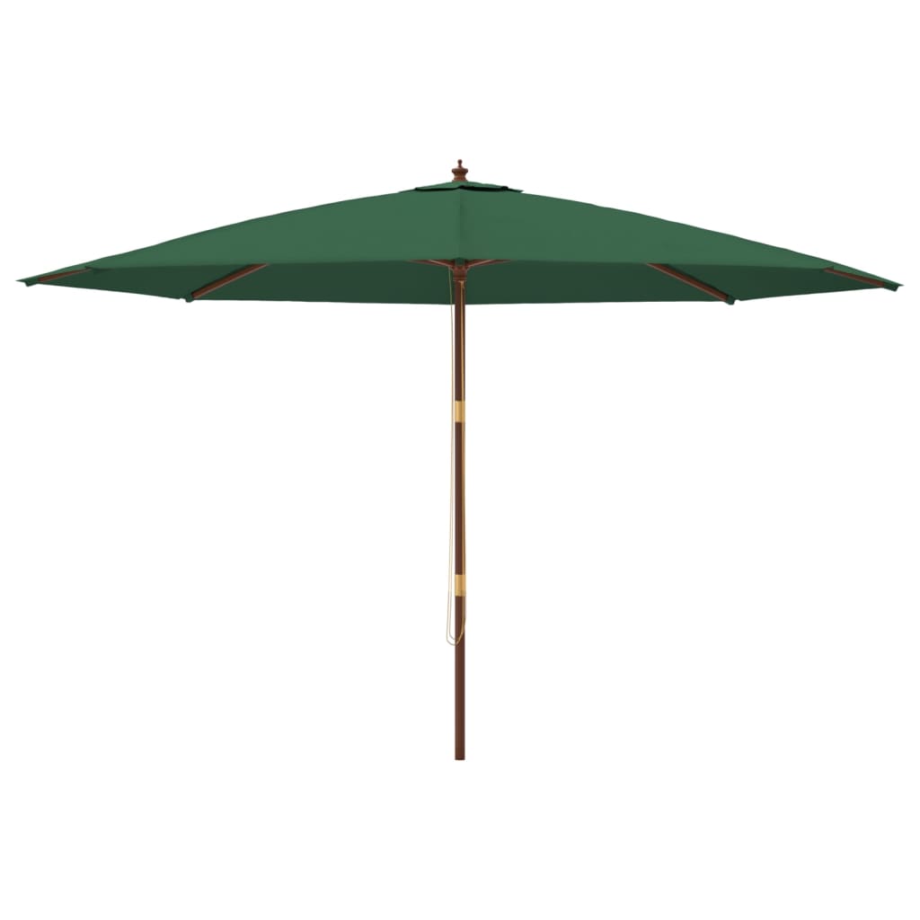 Guarda-sol de jardim com poste de madeira 400x273 cm verde