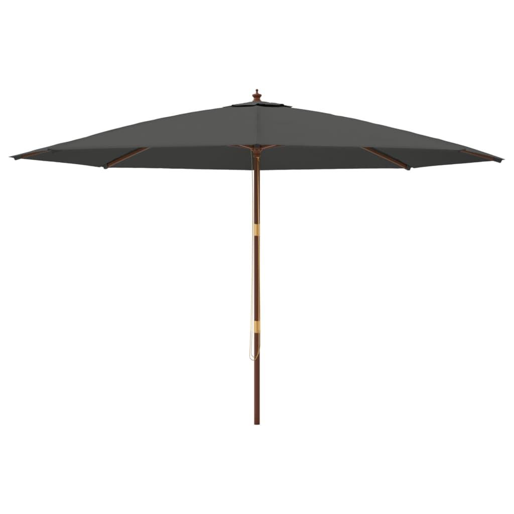 Guarda-sol de jardim com poste de madeira 400x273 cm antracite